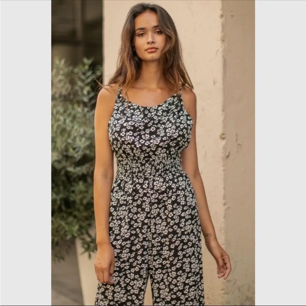 Elegant Black and White Floral Jumpsuit